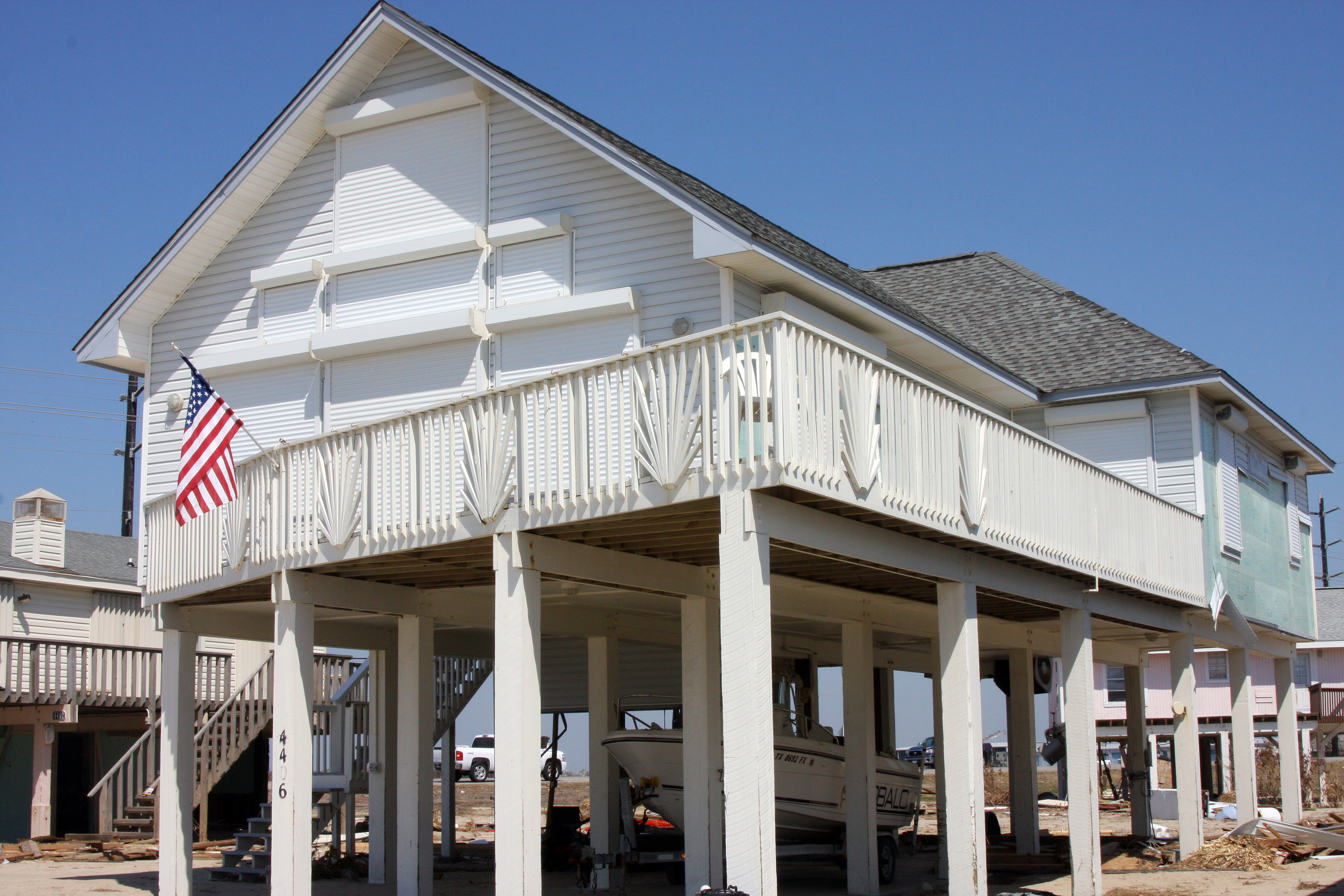 A Texas home prepared after Hurricane Ike in Galveston