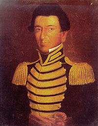 Historic portrait of Juan Seguín in military uniform