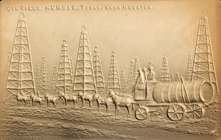 Historic oil field scene in Humble, Texas