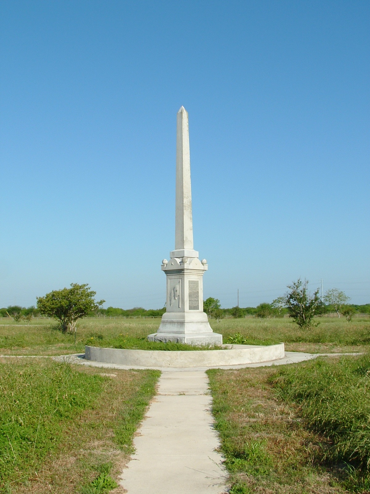 Memorial obelisk at Fannin Battleground State Historic Site in Texas