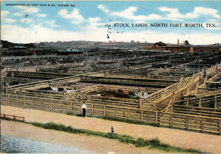 Historic view of the stock yards in north Fort Worth, Texas