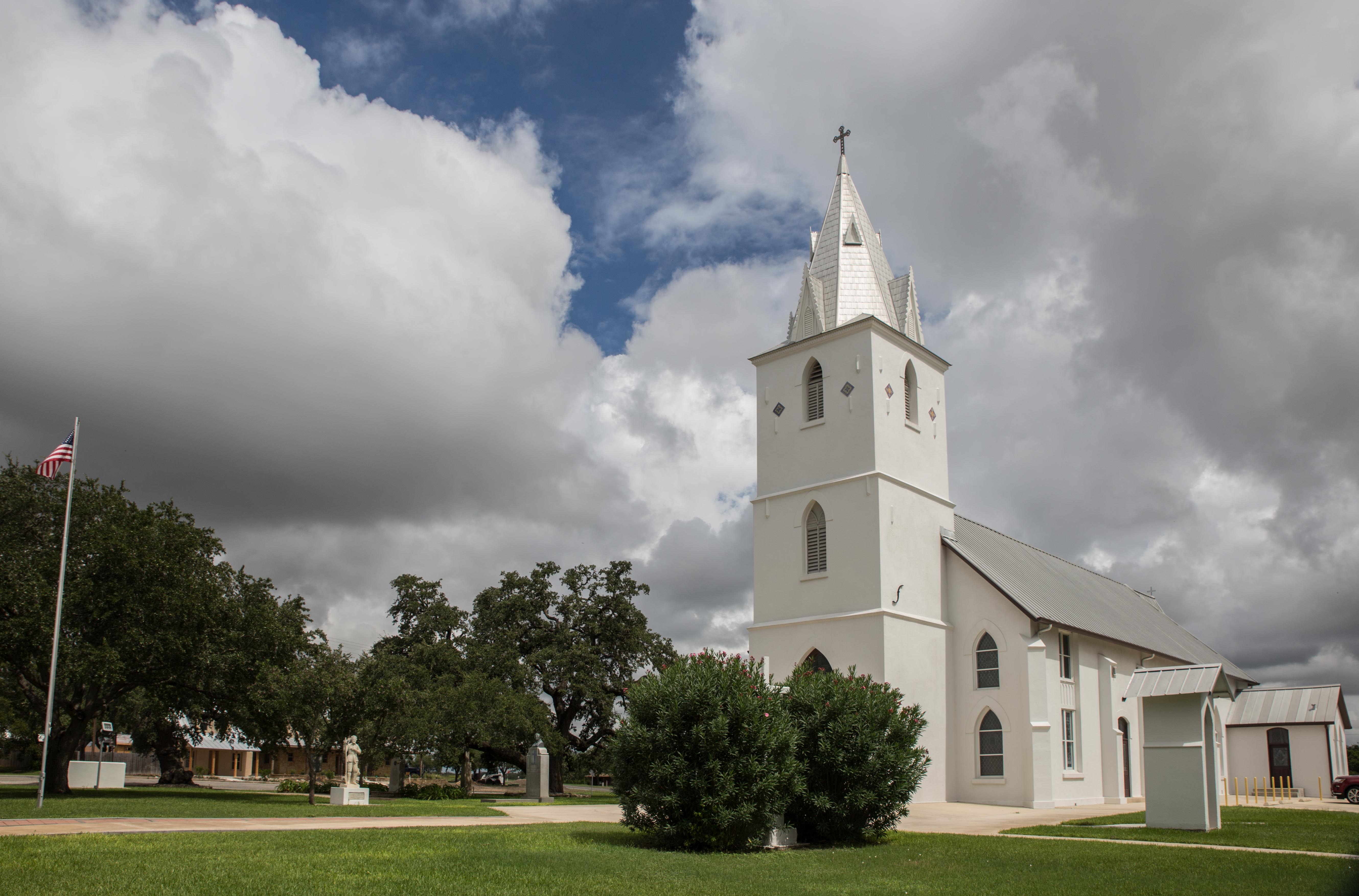 Historic church and community landscape at Panna Maria in South Central Texas